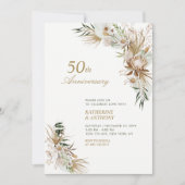 Invitation Mariage Bohème Botanique Vert et Or Anniversaire (Devant)