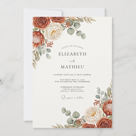 Invitation Mariage Bohème Captivant Rouille (Devant)