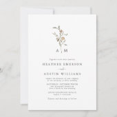 Invitation Mariage Bohème Champêtre Monogramme (Devant)