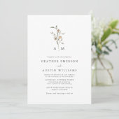 Invitation Mariage Bohème Champêtre Monogramme (Debout devant)