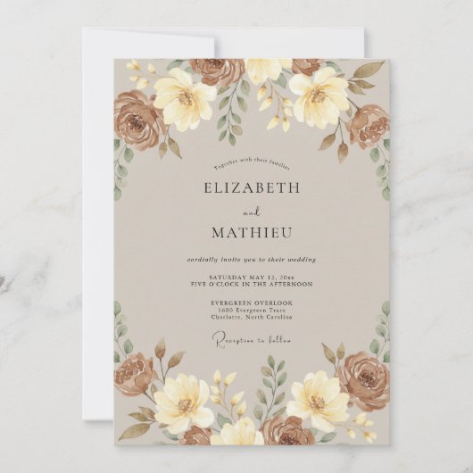 Invitation Mariage Bohème Chaud Sienne (Devant)