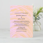 Invitation Mariage bohème chic Art abstrait Vagues roses et o (Debout devant)