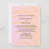 Invitation Mariage bohème chic Art abstrait Vagues roses et o (Devant)