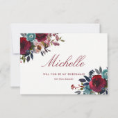 Invitation Mariage Bohème Chic Bourgogne et Nuit Automne (Devant)