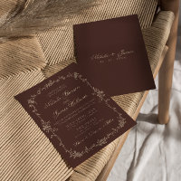 Mariage Bohème Chic Chocolat Brun Floral Ancien Ar