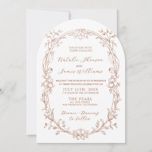Invitation Mariage Bohème Chic en Terracotta Orange Brûlé Arq