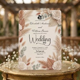 Invitation Mariage Bohème Chic en Terre Cuite Élégant