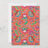 Invitation Mariage bohème chic fleurs orange bohémien (Dos)