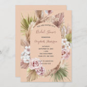 Invitation Mariage Bohème Chic Fleurs Tendances pour une Mari (Devant / Derrière)