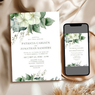 Invitation Mariage bohème chic floral botanique vert sauge ru