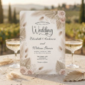 Invitation Mariage Bohème Chic Rose Herbe des Pampas