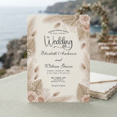 Invitation Mariage Bohème Chic Rose Herbe des Pampas