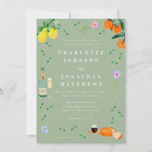 Invitation Mariage Bohème Citron & Vin Vert Sauge
