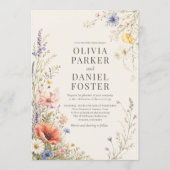 Invitation Mariage Bohème Code QR Fleur de Prairie Colorée (Devant)