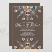 Invitation Mariage bohème coloré Mandala Brown Boho (Devant / Derrière)