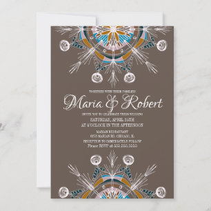 Invitation Mariage bohème coloré Mandala Brown Boho
