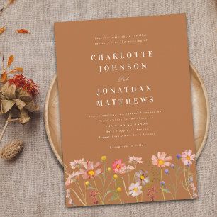 Invitation Mariage Bohème d'Automne aux Fleurs Sauvages