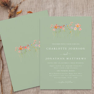 Invitation Mariage Bohème d'Automne aux Fleurs Sauvages et au
