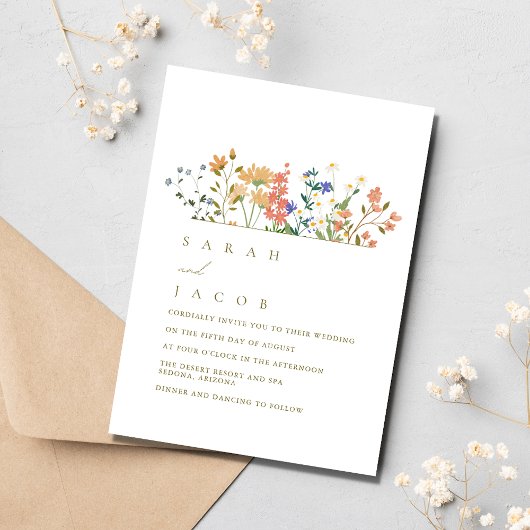 Invitation Mariage Bohème de Fleur de Champ d'Été