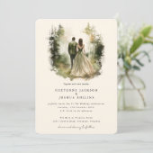 Invitation Mariage bohème de la forêt d'aquarelle enchantée (Debout devant)