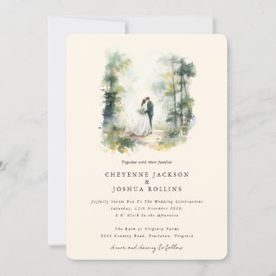 Invitation Mariage bohème de la forêt d'aquarelle enchantée