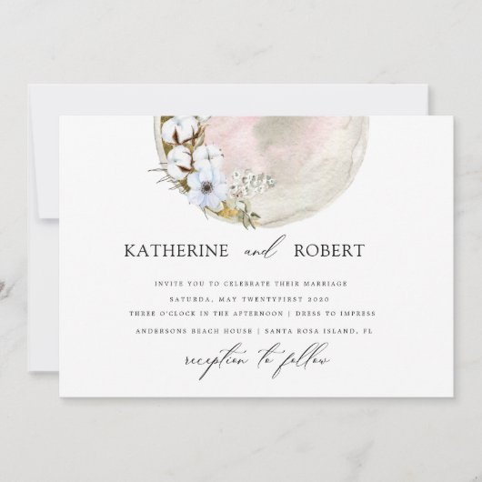 Invitation mariage bohème de la lune (Devant)