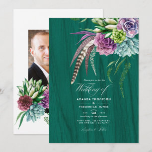 Invitation Mariage Bohème de Rêve avec Succulentes