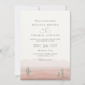Invitation Mariage Bohème Désert Cactus Élégant Rustique Code (Devant)