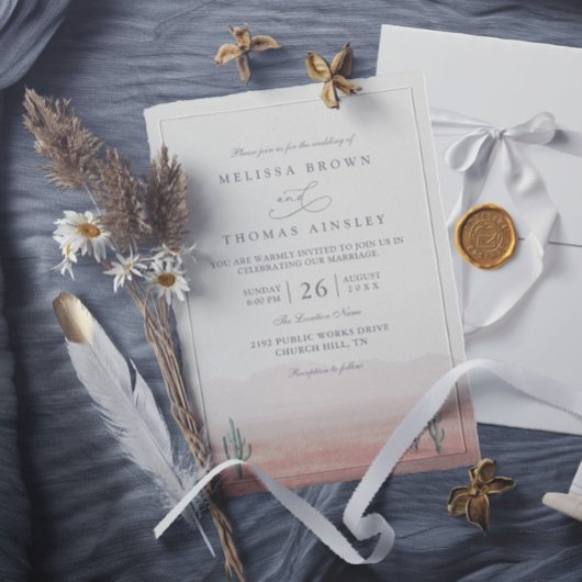 Invitation Mariage Bohème Désert Cactus Rustique Élégant Mode