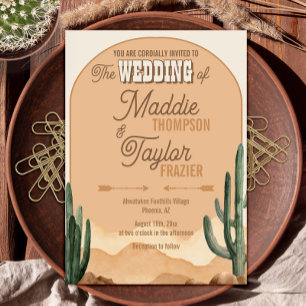 Invitation Mariage Bohème Désertique Cactus Rustique Sud-Oues