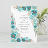 Invitation Mariage Bohème Doré Turquoise (Debout devant)