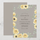 Invitation Mariage Bohème Élégant Jaune (Devant / Derrière)