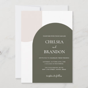 Invitation Mariage Bohème Élégant Minimaliste Arc Vert Sauge