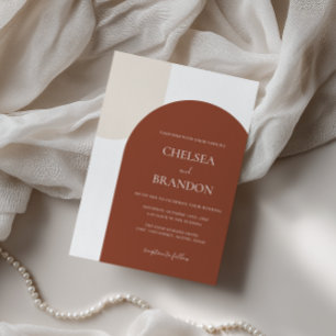 Invitation Mariage Bohème Élégant Minimaliste en Terracotta a