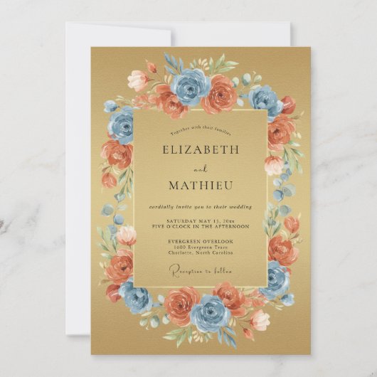 Invitation Mariage Bohème Élégant Ocre (Devant)