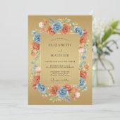 Invitation Mariage Bohème Élégant Ocre (Debout devant)
