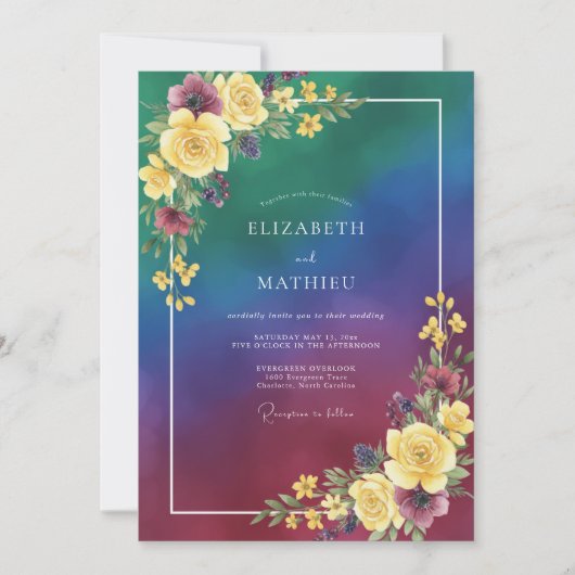 Invitation Mariage Bohème Enchanté de Teal (Devant)