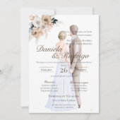 Invitation Mariage Bohème Espagnol avec mariés (Devant)