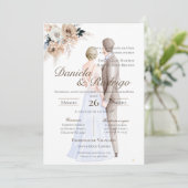 Invitation Mariage Bohème Espagnol avec mariés (Debout devant)