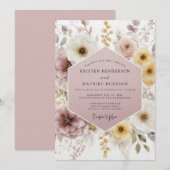 Invitation Mariage Bohème Éthéré Mauve (Devant / Derrière)