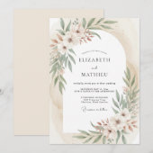 Invitation Mariage Bohème Éthéré Vert Sauge (Devant / Derrière)