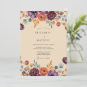 Invitation Mariage Bohème Exubérant aux Prunes (Debout devant)