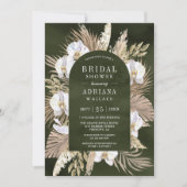 Invitation Mariage Bohème Fleur d'Orchidée Blanche Pampas Ver (Devant)