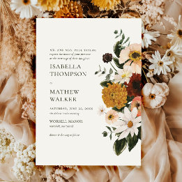 Invitation Mariage Bohème Fleur Sauvage Bourgogne Automne