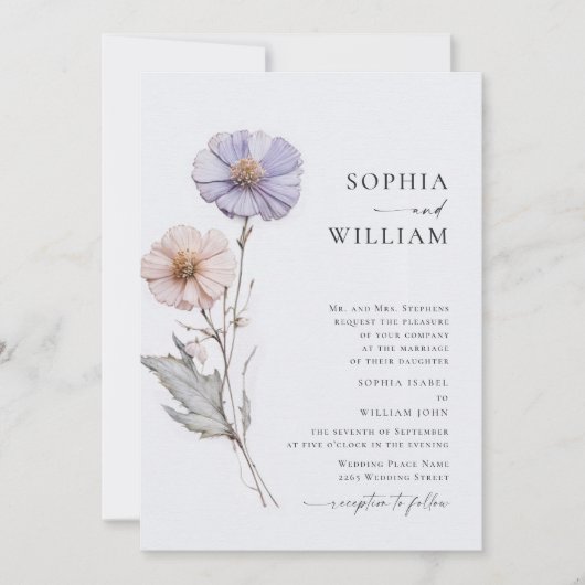 Invitation Mariage Bohème Fleur sauvage de Meadow (Devant)