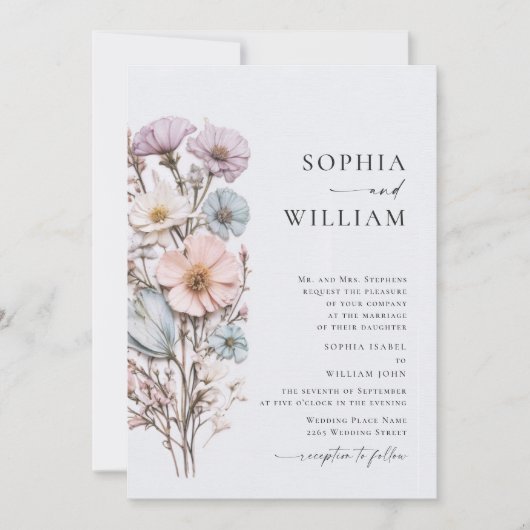 Invitation Mariage Bohème Fleur sauvage de Meadow (Devant)