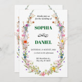 Invitation Mariage Bohème Fleur sauvage de Meadow (Devant / Derrière)