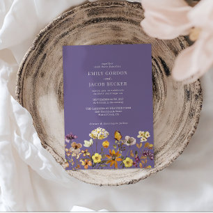 Invitation Mariage Bohème Fleur Sauvage Lavande Fantaisiste