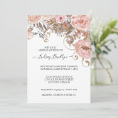 Invitation Mariage Bohème Fleur Séchée Rose Pêche Or (Debout devant)