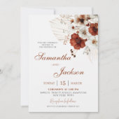 Invitation Mariage Bohème Fleurie Terracotta (Devant)